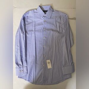NWT Bloomingdales Blue Striped Button Down SZ 15.5-34